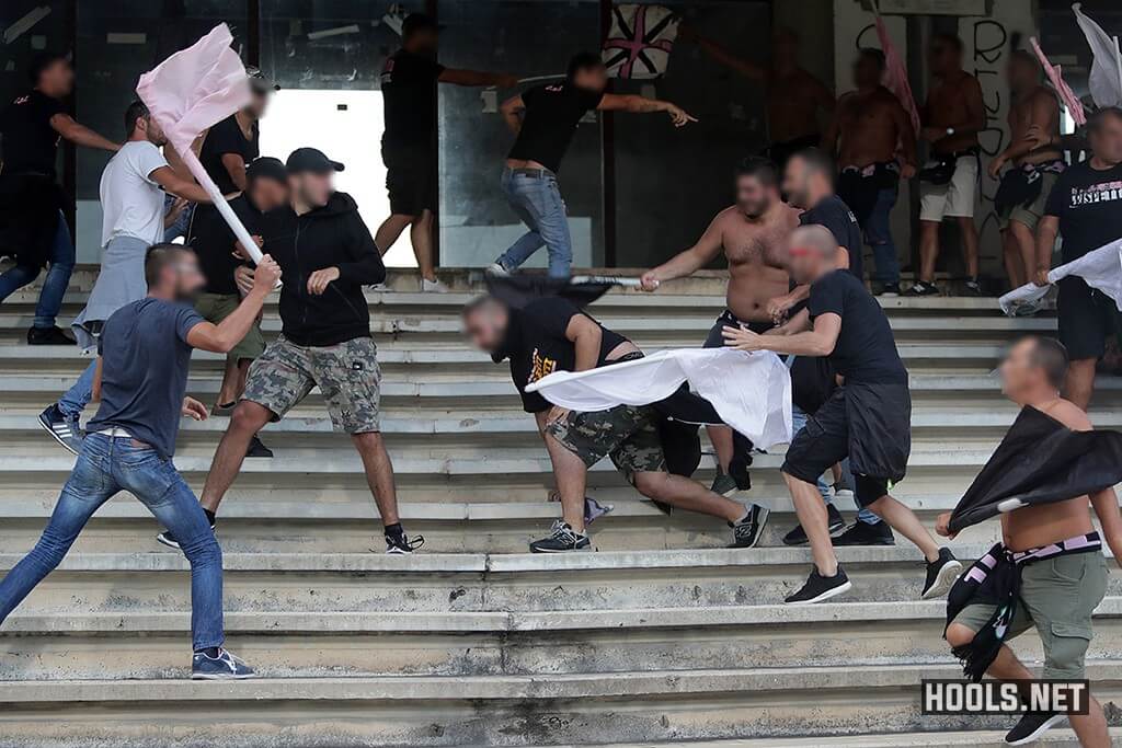 Palermo fans fight among themselves in the stands during their Serie B match against Salernitana.