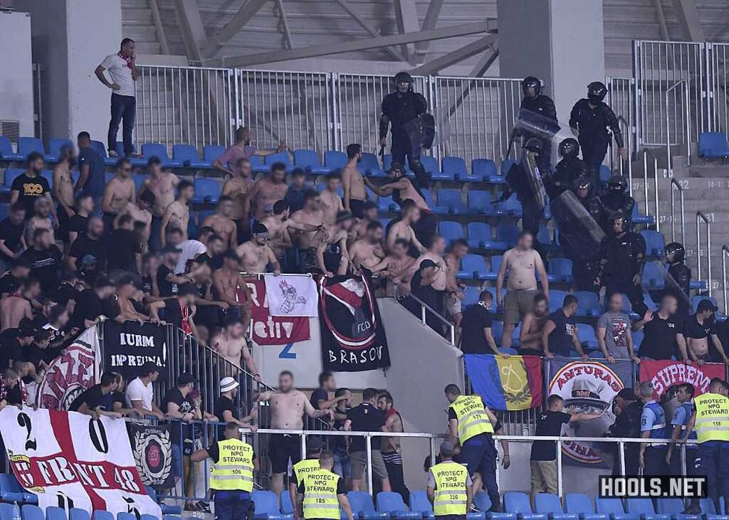 Dinamo Bucharest fans during their side's Liga 1 match against Universitatea Craiova.