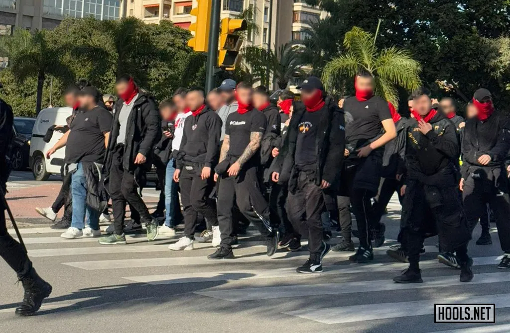 Atletico Madrid hooligans in Malaga ahead of the side’s Spanish Cup tie against Marbella.