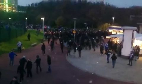 Fight breaks out between Schalke and Bayern Munich fans before match