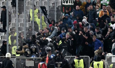 Lokomotiv Moscow fans clash with stewards and police at Ataturk Olympic Stadium
