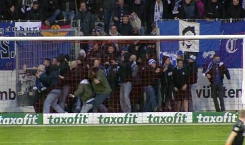 Magdeburg fans attack stewards during clash with Sonnenhof Grossaspach
