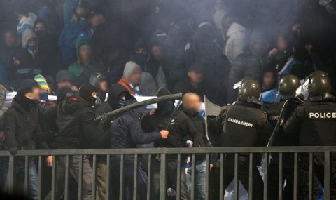 Levski Sofia fans clash with police during cup tie