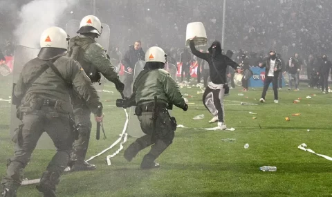 Chaos at Toumba Stadium as angry PAOK fans riot