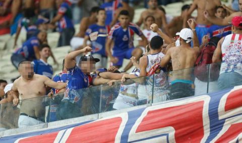 Fortaleza fans fight each other at Copa do Nordeste match