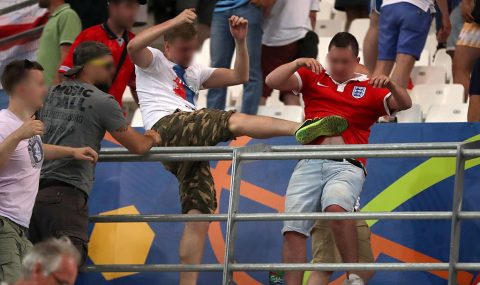 Russian hooligans attack England fans inside Velodrome stadium after 1-1 draw