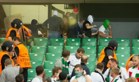 Legia hools clash with stewards during Champions League game