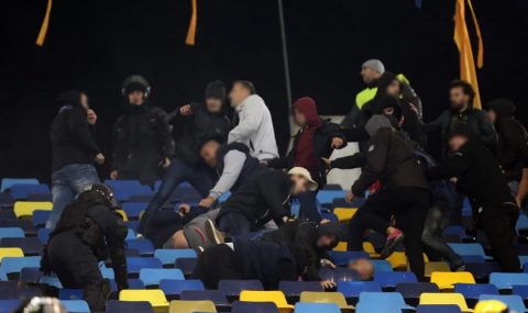 Romanian and Polish fans clash in stands during World Cup qualifier