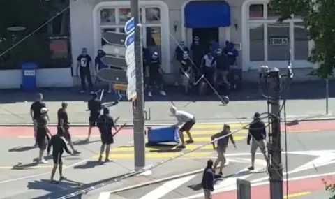 Luzern and Osijek fans clash before Europa League tie