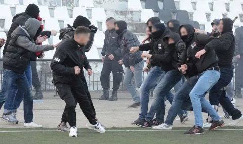 Mass brawl breaks out during Lokomotiv Plovdiv v CSKA Sofia match