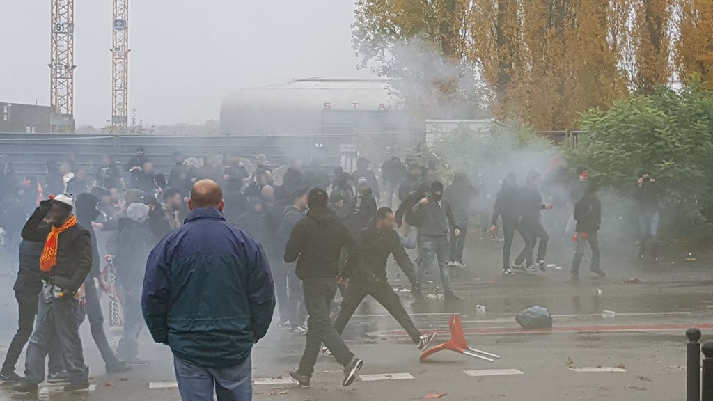 Valenciennes and Lens fans clash ahead of match