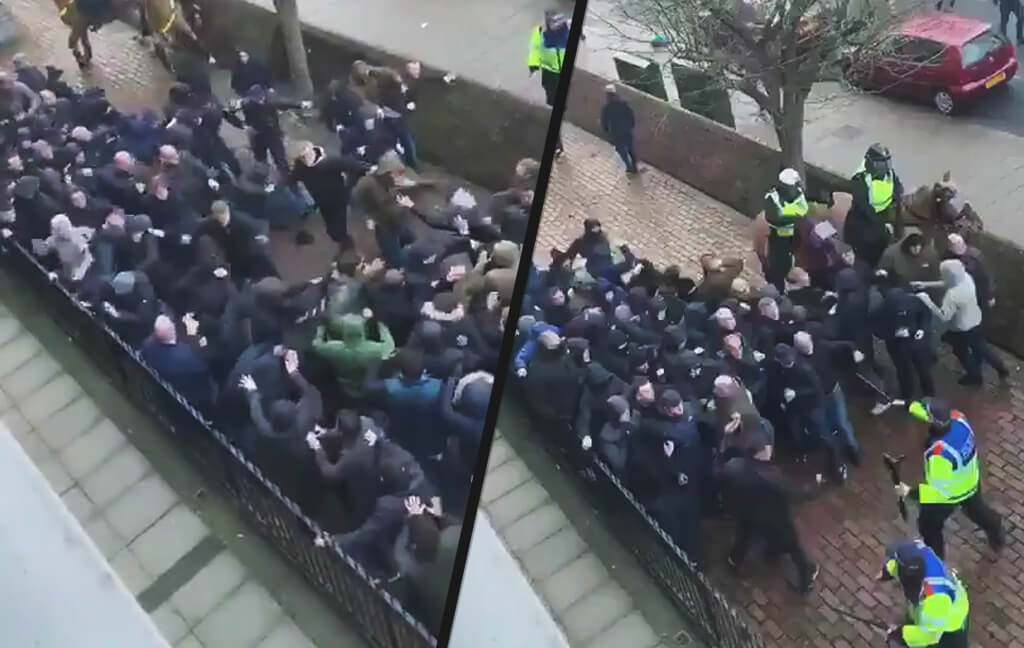 Millwall and Everton fans clash ahead of FA Cup tie
