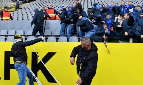 Dortmund and Schalke hooligans clash at Westfalen Stadium