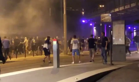Strasbourg and Eintracht Frankfurt fans clash after Europa League match