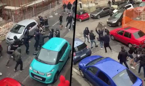 ASU Poli and Dinamo Bucharest fans clash in street brawl