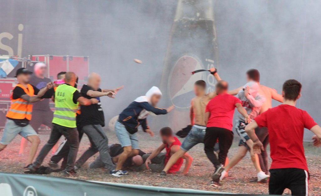 Tirana and Partizani fans fight ahead of match
