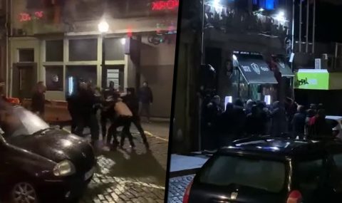 Wolves fans attacked by Standard Liege hooligans in Porto