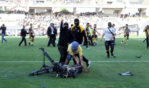 Coquimbo Unido fans stage protest on pitch during match with Audax Italiano