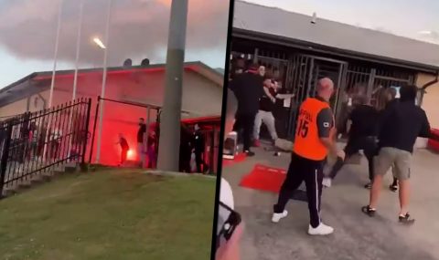 Rockdale Ilinden and Sydney United fans clash after match