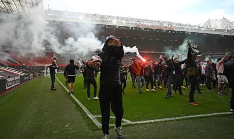 Man Utd fans storm Old Trafford pitch in anti-Glazer protest before Liverpool clash
