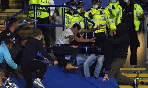 Leicester and Napoli fans clash at King Power Stadium