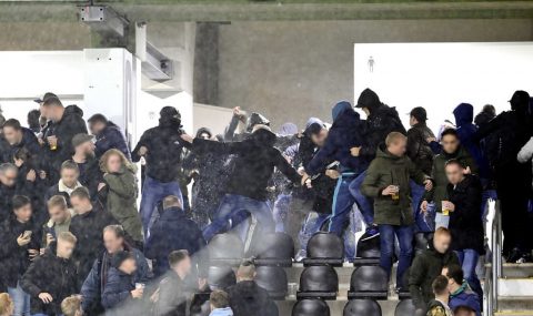 Heracles and Ajax fans brawl in stands during match