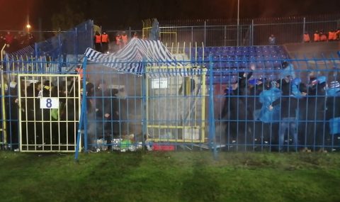 Fans clash at Ruch Chorzow v Motor Lublin match