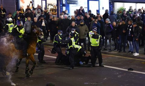 Tottenham and West Ham fans clash before EFL Cup tie