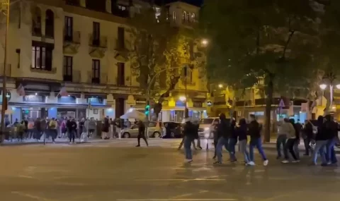 West Ham and Eintracht Frankfurt fans clash in Seville