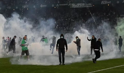 Saint-Etienne fans storm pitch after relegation from Ligue 1