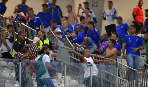 Cruzeiro and Fluminense fans clash in stands before Brazilian Cup tie