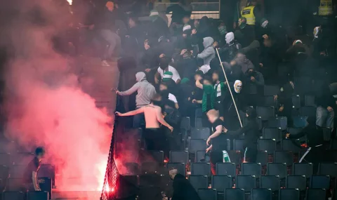 AIK and Hammarby fans clash inside Friends Arena after final whistle