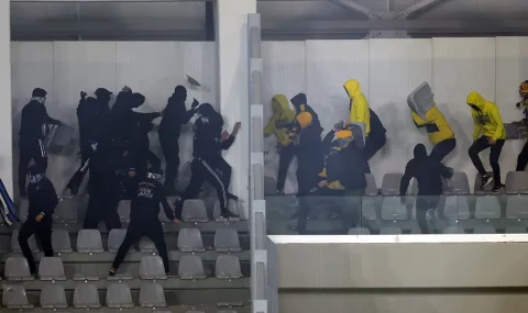 AEL and Apollon hooligans clash in stands during Cypriot Cup tie