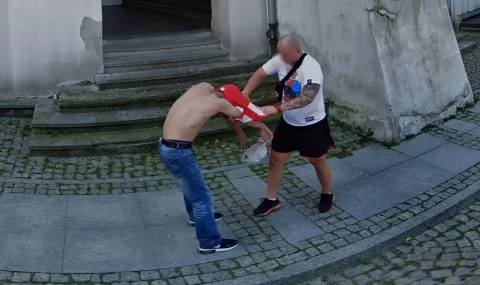 Google Street View captures hooligan taking rival team’s T-shirt off of another man