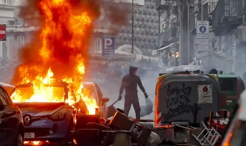 Riots break out in Naples before Napoli v Eintracht Frankfurt