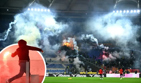 Lazio and Roma fans hurl flares at each other ahead of Italian Cup tie