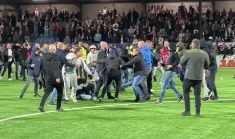 Telstar and Den Bosch fans fight on pitch following play-off semi-final game