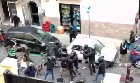 Napoli and Sporting fans clash before Champions League match