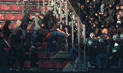 Cologne v Gladbach: Fans clash during Bundesliga match